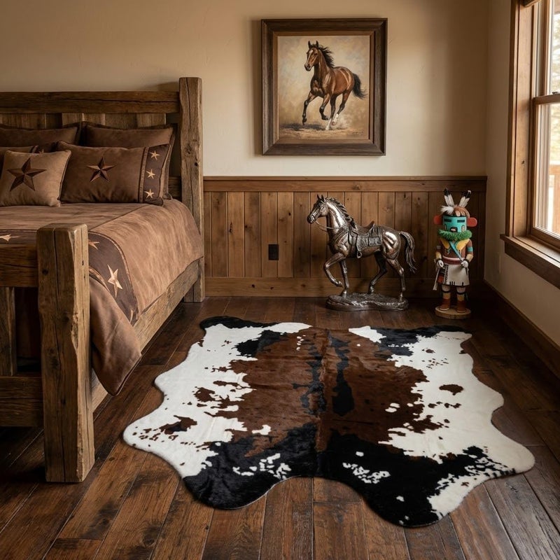 MustMat Brown Cow Print Rug 4'7''Ã—5'3'' Faux Cowhide Rugs Cute Animal Printed Carpet for Home - Image 5